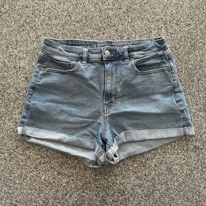 American‎ Eagle Mom Jean Shorts Women's Size 8 Stretch Light Wash High R